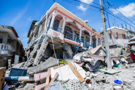 FILE PHOTO: A view shows houses destroyed following a 7.2 magnitude earthquake in Les Cayes, Haiti August 14, 2021. REUTERS/Ralph Tedy Erol NO RESALES. NO ARCHIVES/File Photo